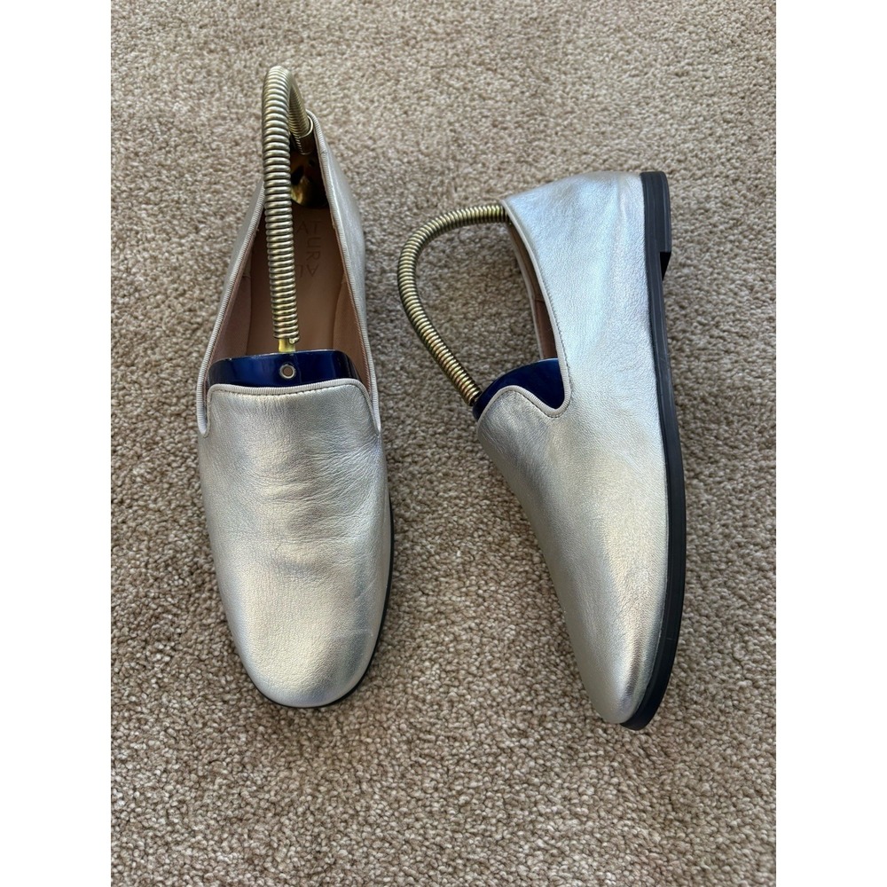Naturalizer Effortless Slip on Loafer Flat Metallic Silver Leather 9.5 M